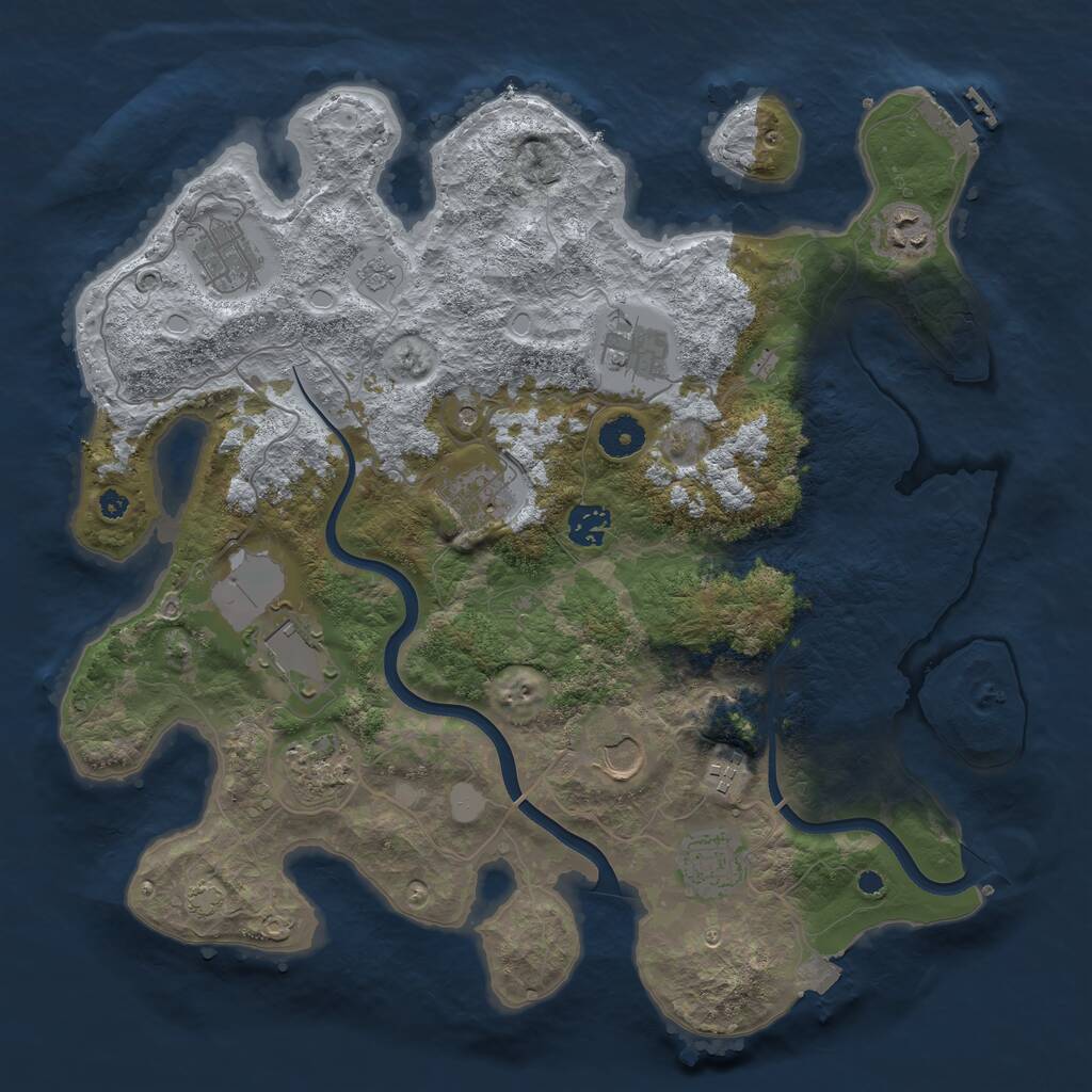 Rust Map: Procedural Map, Size: 3800, Seed: 34332934, 15 Monuments