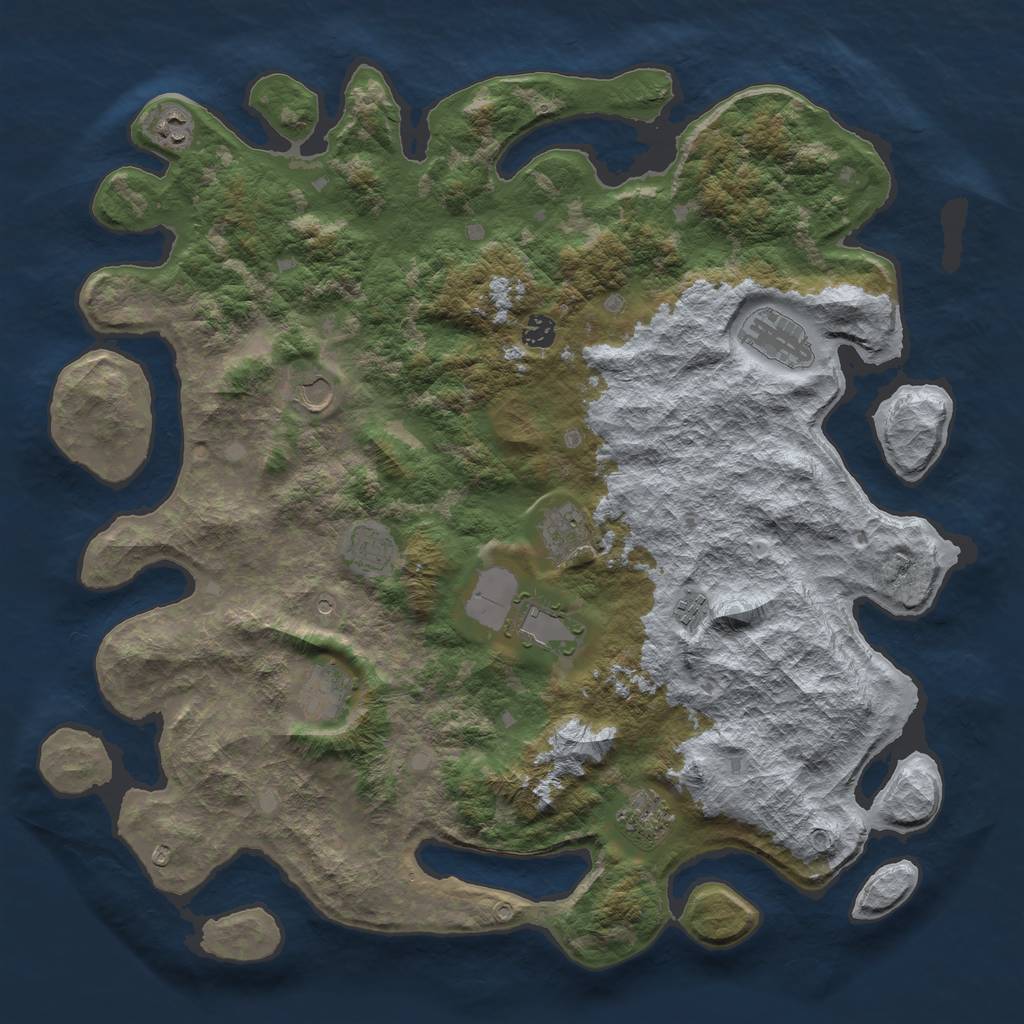 Rust Map: Barren, Size: 4500, Seed: 14602, 13 Monuments