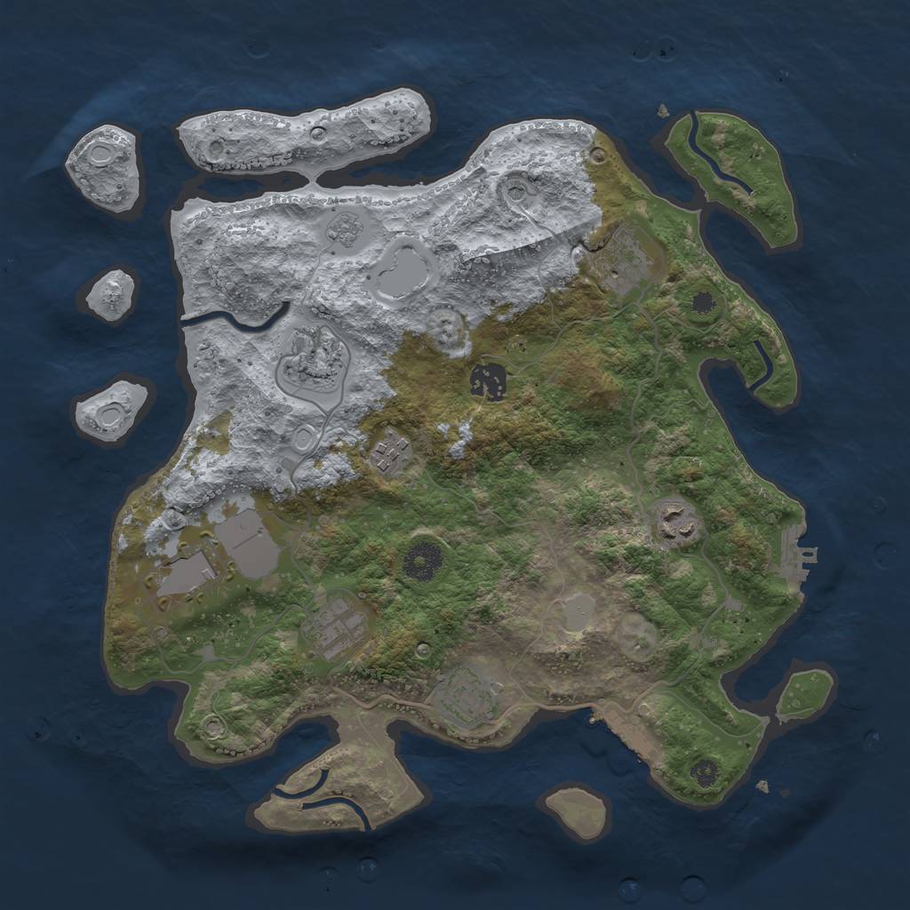 Rust Map: Procedural Map, Size: 3500, Seed: 1282640569, 17 Monuments
