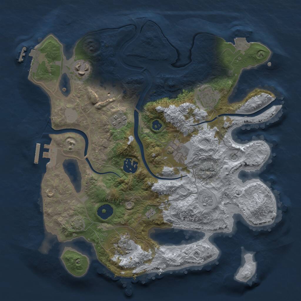 Rust Map: Procedural Map, Size: 3000, Seed: 8757, 13 Monuments