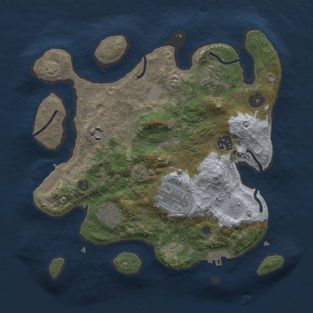 Rust Map: Procedural Map, Size: 3000, Seed: 386864165, 13 Monuments