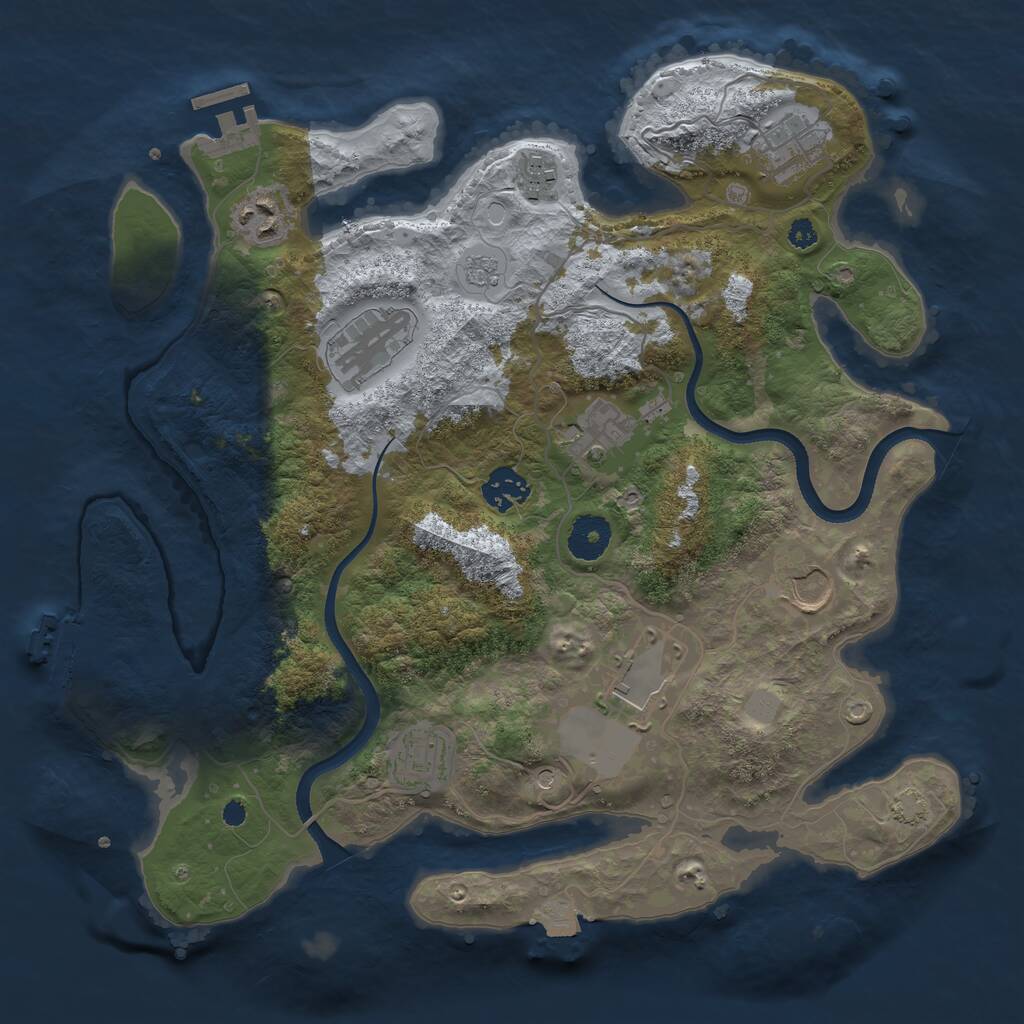 Rust Map: Procedural Map, Size: 3500, Seed: 415904601, 15 Monuments