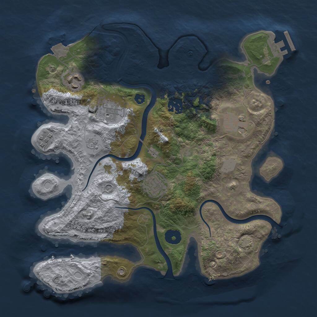 Rust Map: Procedural Map, Size: 3000, Seed: 734864110, 11 Monuments