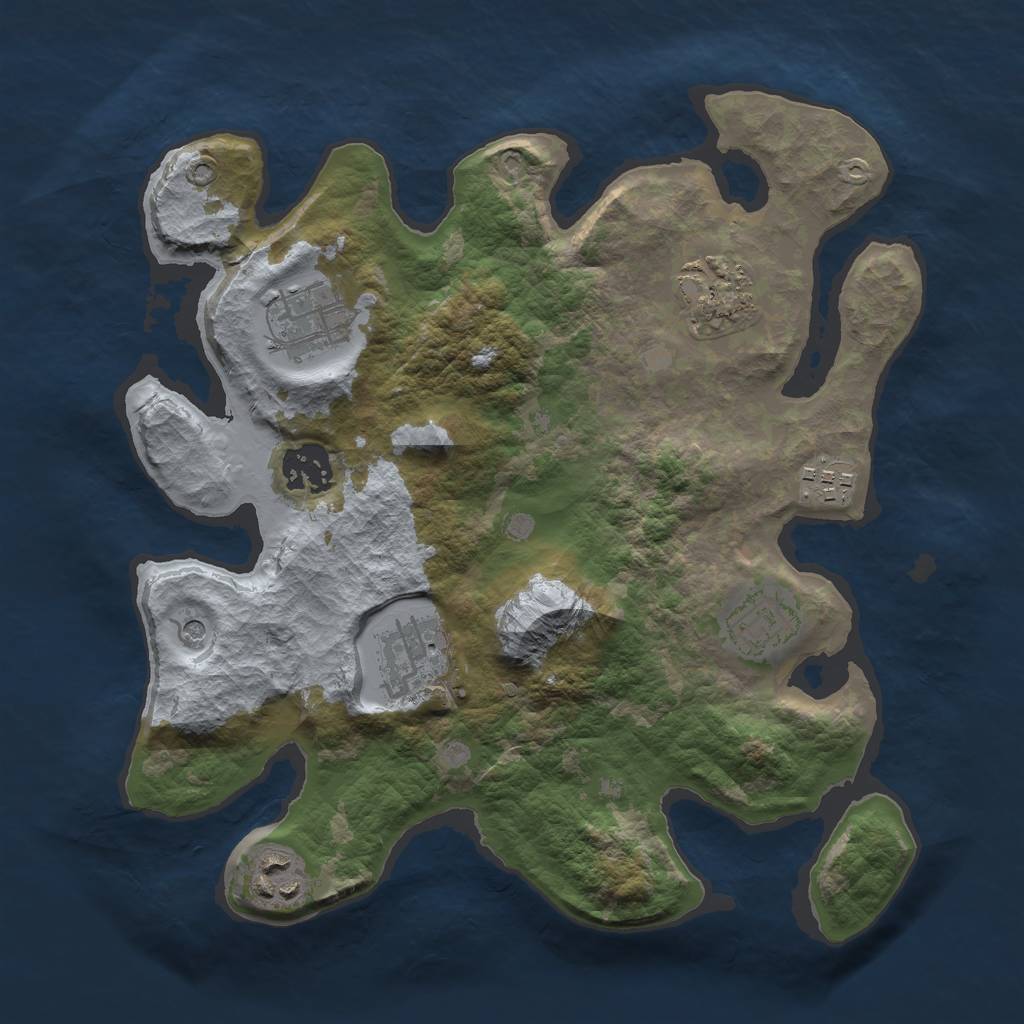 Rust Map: Barren, Size: 3000, Seed: 1574937871, 10 Monuments