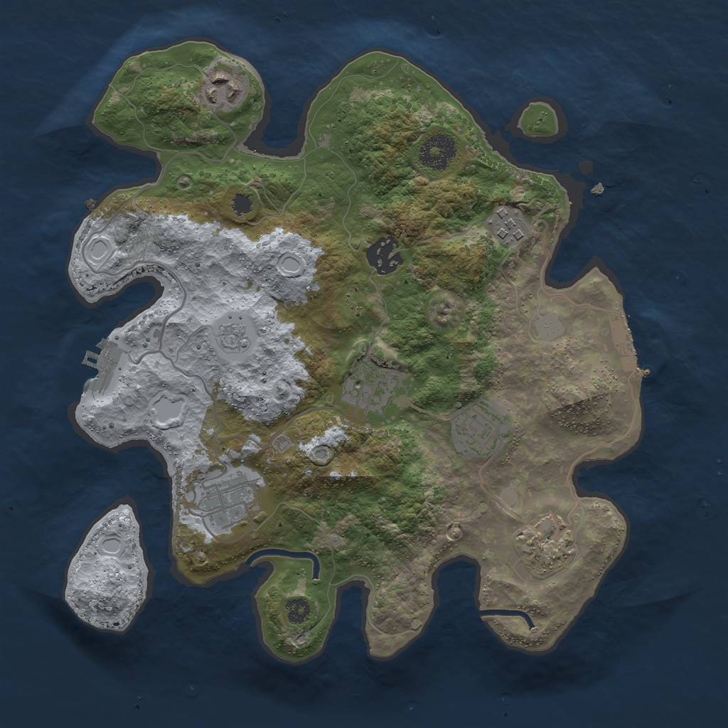 Rust Map: Procedural Map, Size: 3000, Seed: 1676650979, 13 Monuments