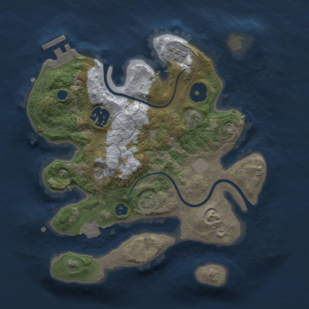 Rust Map: Procedural Map, Size: 2500, Seed: 2080262342, 6 Monuments