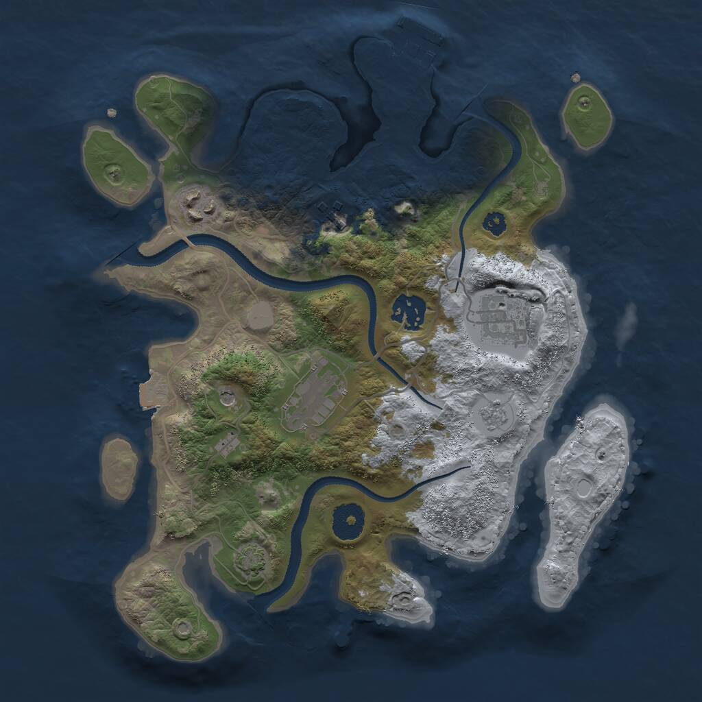 Rust Map: Procedural Map, Size: 3000, Seed: 63963620, 10 Monuments