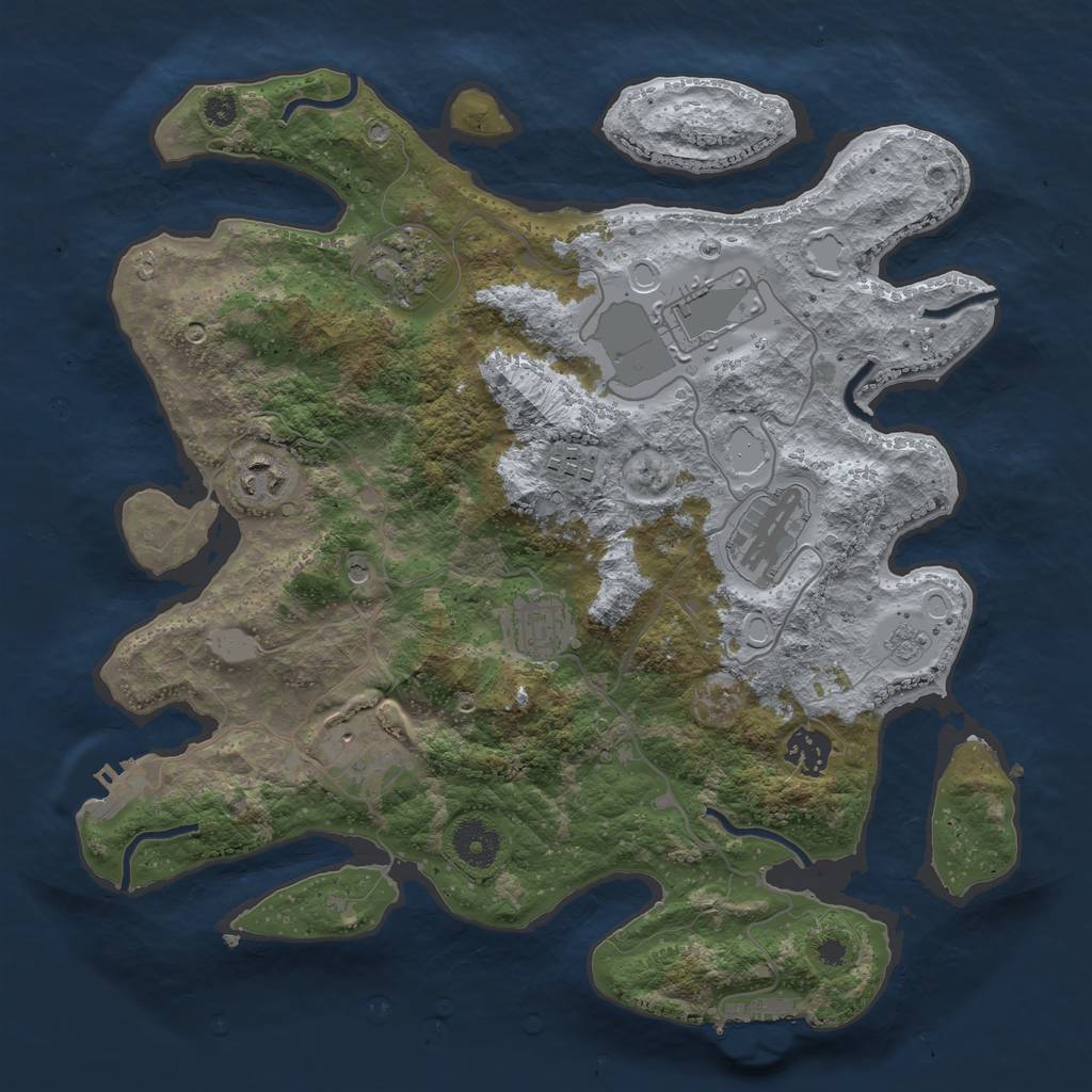 Rust Map: Procedural Map, Size: 3500, Seed: 656777, 15 Monuments