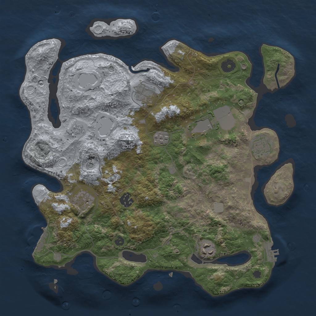 Rust Map: Procedural Map, Size: 3500, Seed: 76076014, 16 Monuments