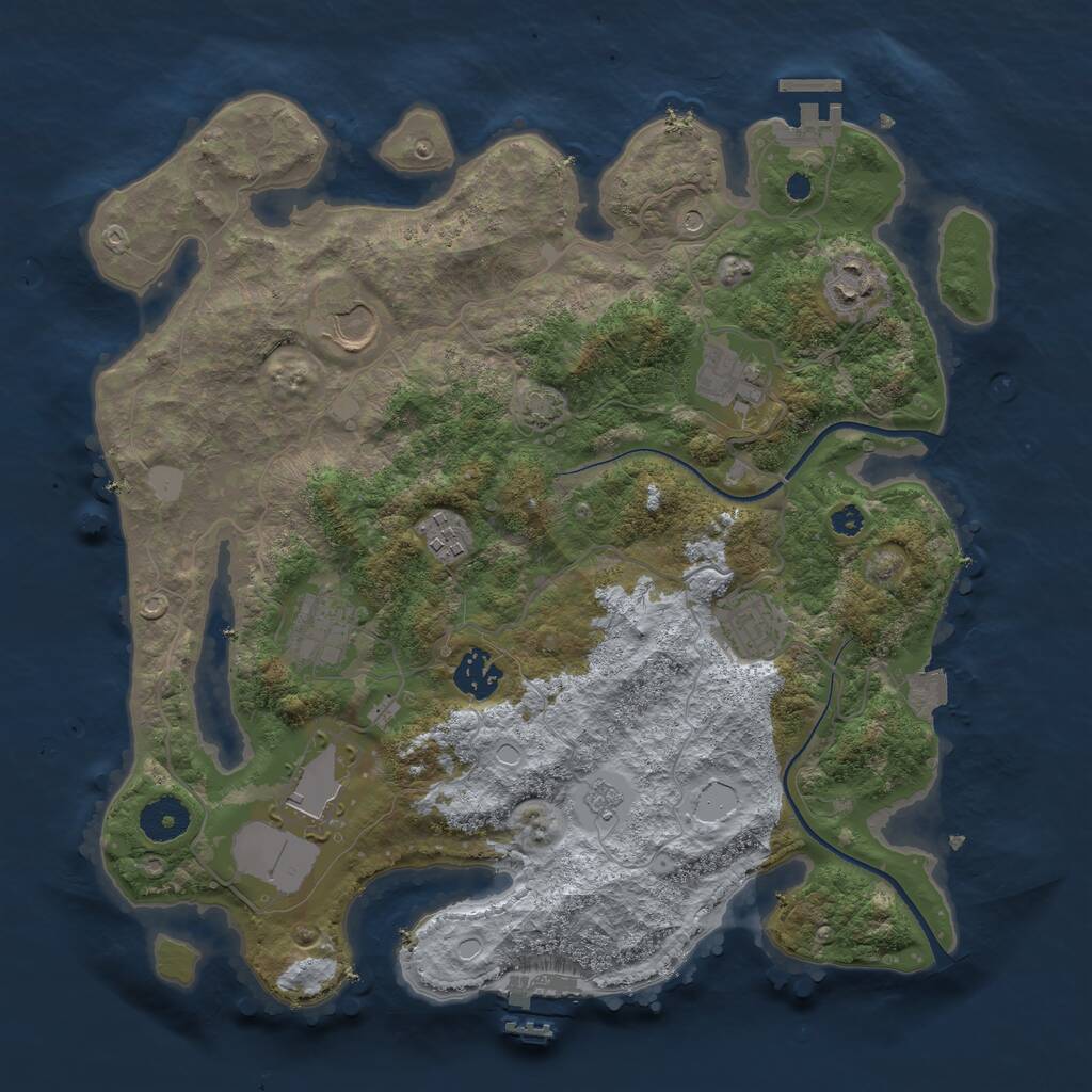 Rust Map: Procedural Map, Size: 3500, Seed: 51386104, 14 Monuments