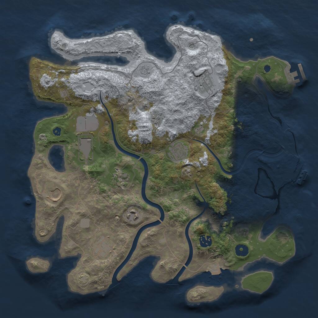 Rust Map: Procedural Map, Size: 3700, Seed: 60445301, 15 Monuments