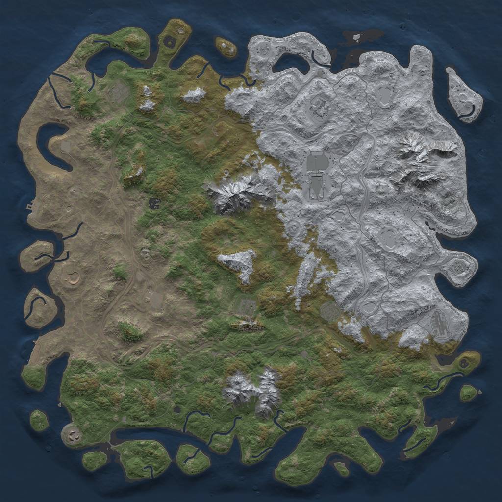 Rust Map: Procedural Map, Size: 6000, Seed: 1714245843, 20 Monuments