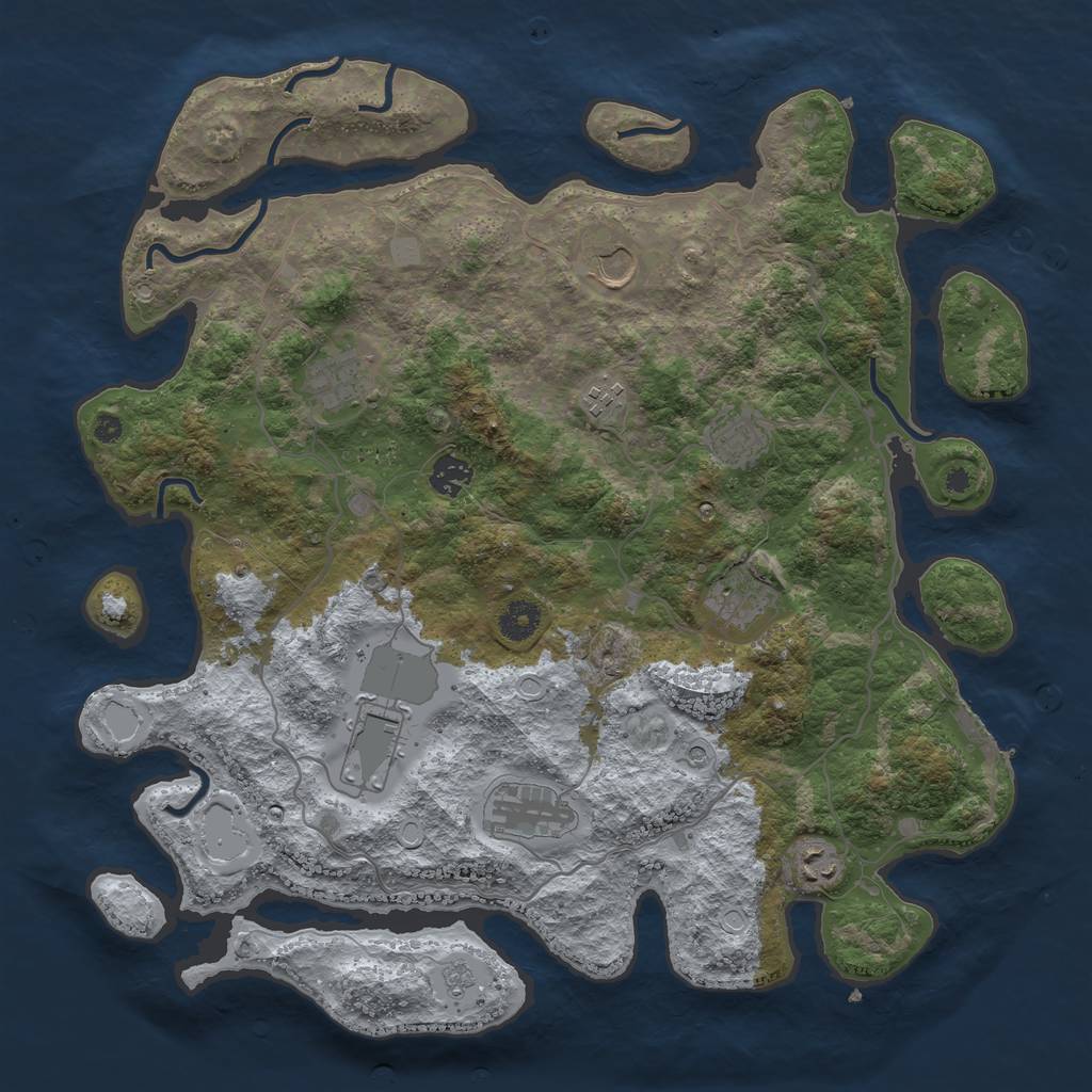 Rust Map: Procedural Map, Size: 4000, Seed: 664162111, 17 Monuments