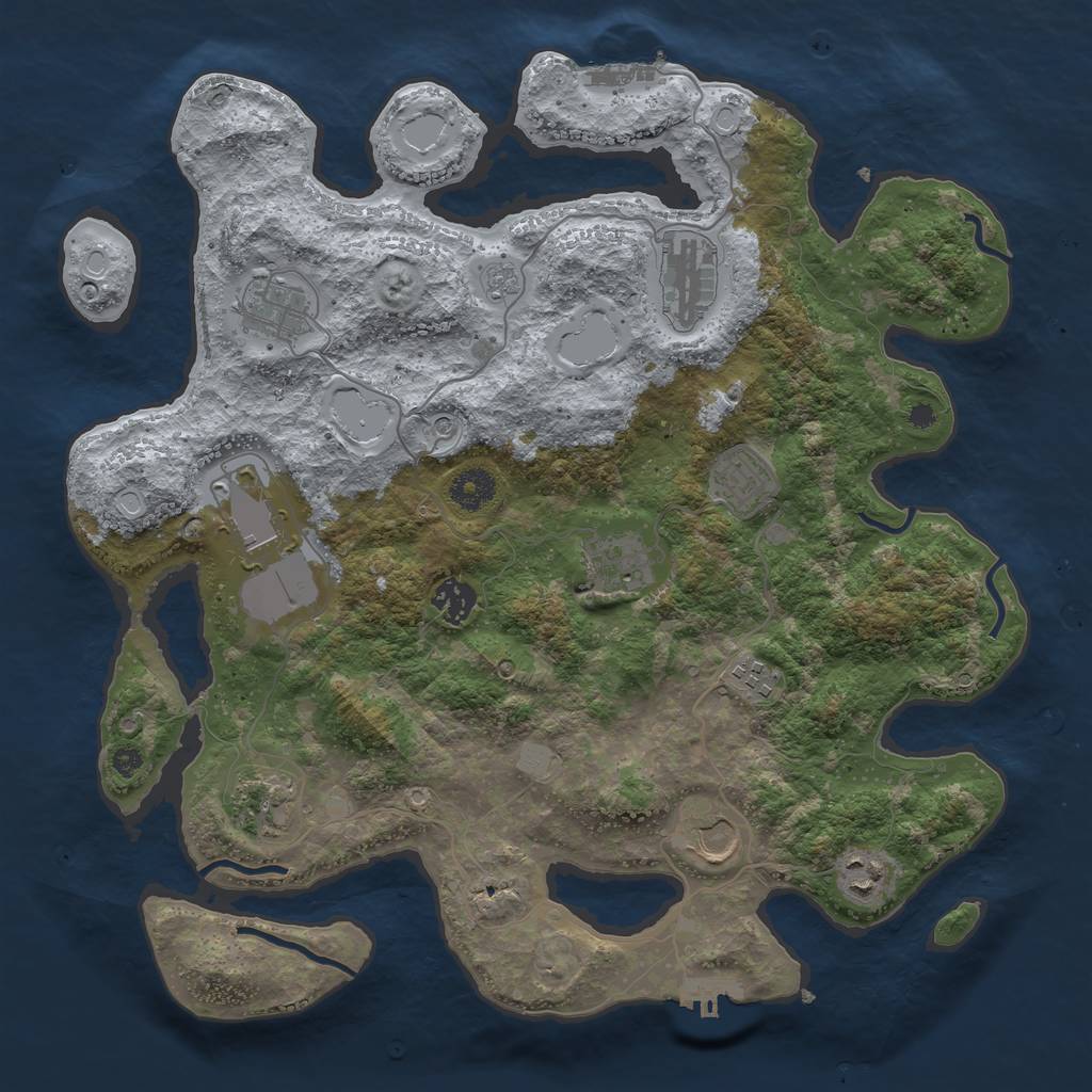 Rust Map: Procedural Map, Size: 3750, Seed: 1673309716, 19 Monuments