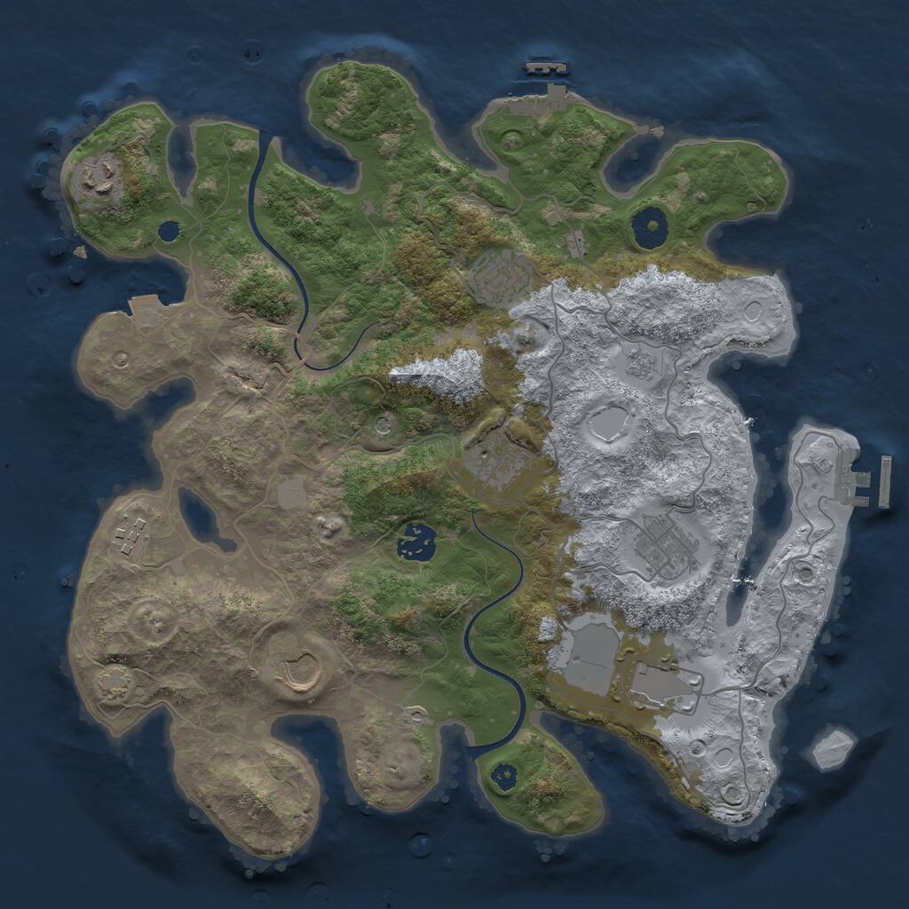 Rust Map: Procedural Map, Size: 3500, Seed: 96005664, 14 Monuments