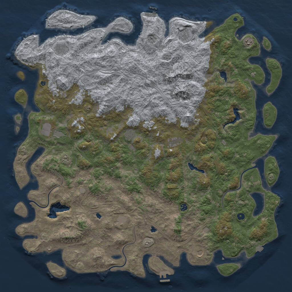 Rust Map: Procedural Map, Size: 6000, Seed: 2223344, 17 Monuments