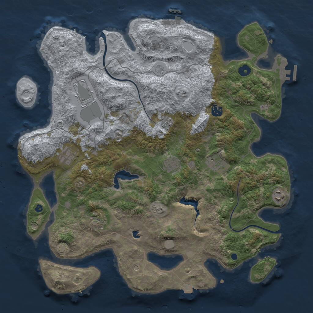 Rust Map: Procedural Map, Size: 4000, Seed: 1673309716, 14 Monuments