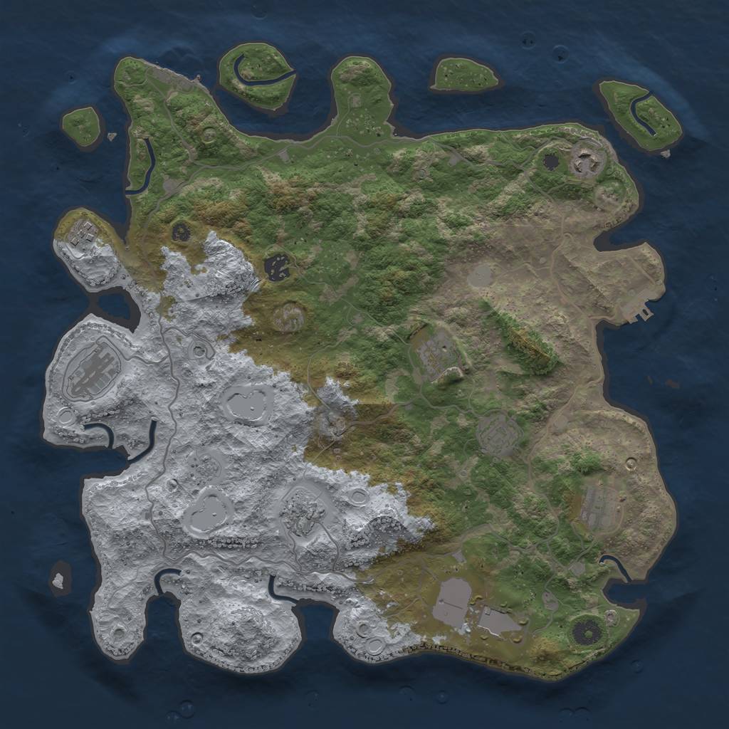 Rust Map: Procedural Map, Size: 4000, Seed: 131167630, 18 Monuments