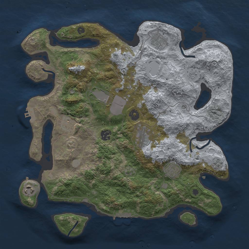 Rust Map: Procedural Map, Size: 3500, Seed: 68927, 17 Monuments