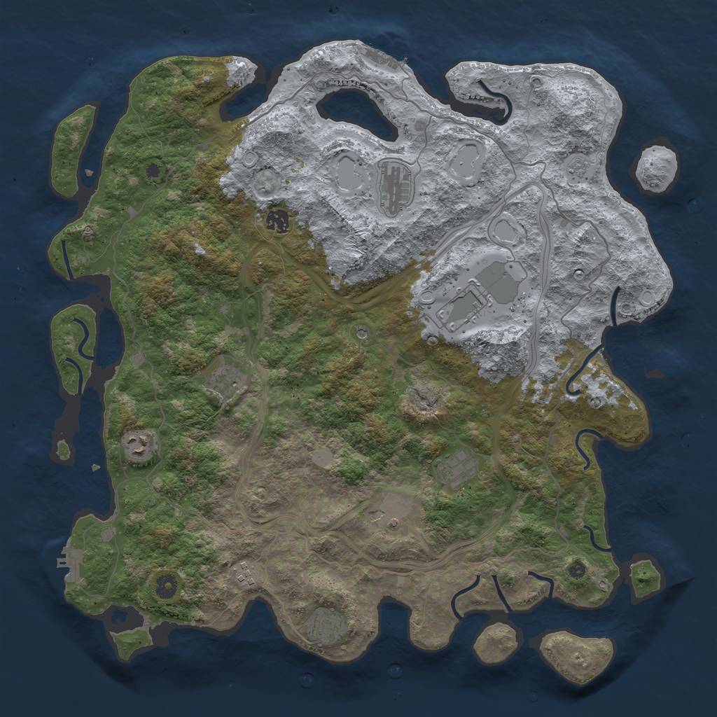 Rust Map: Procedural Map, Size: 4500, Seed: 85260205, 18 Monuments