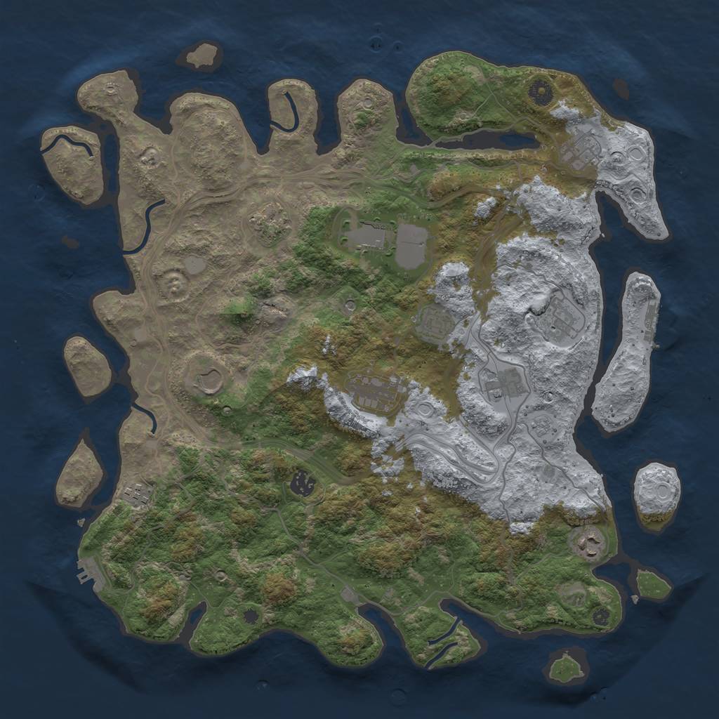 Rust Map: Procedural Map, Size: 4300, Seed: 95521156, 20 Monuments