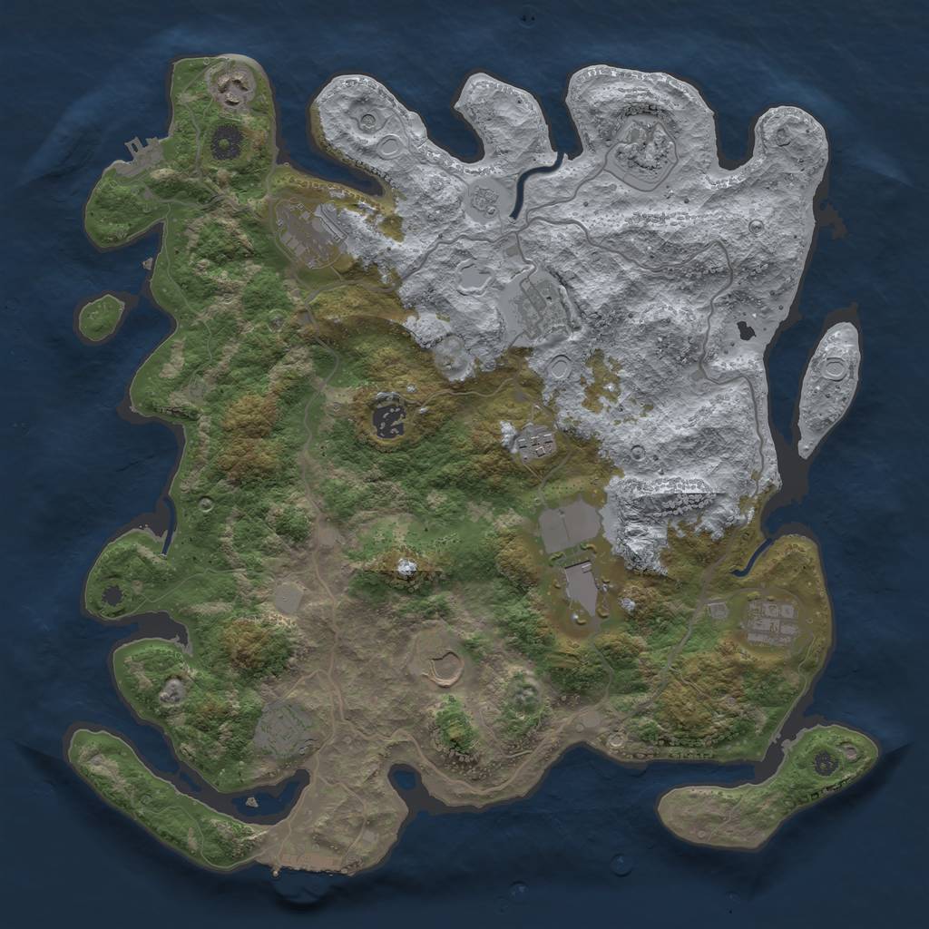 Rust Map: Procedural Map, Size: 4000, Seed: 245830466, 19 Monuments