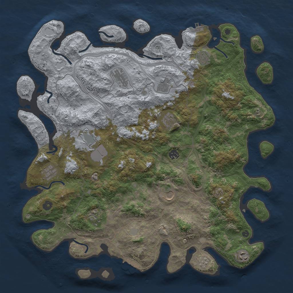 Rust Map: Procedural Map, Size: 4500, Seed: 844778370, 18 Monuments