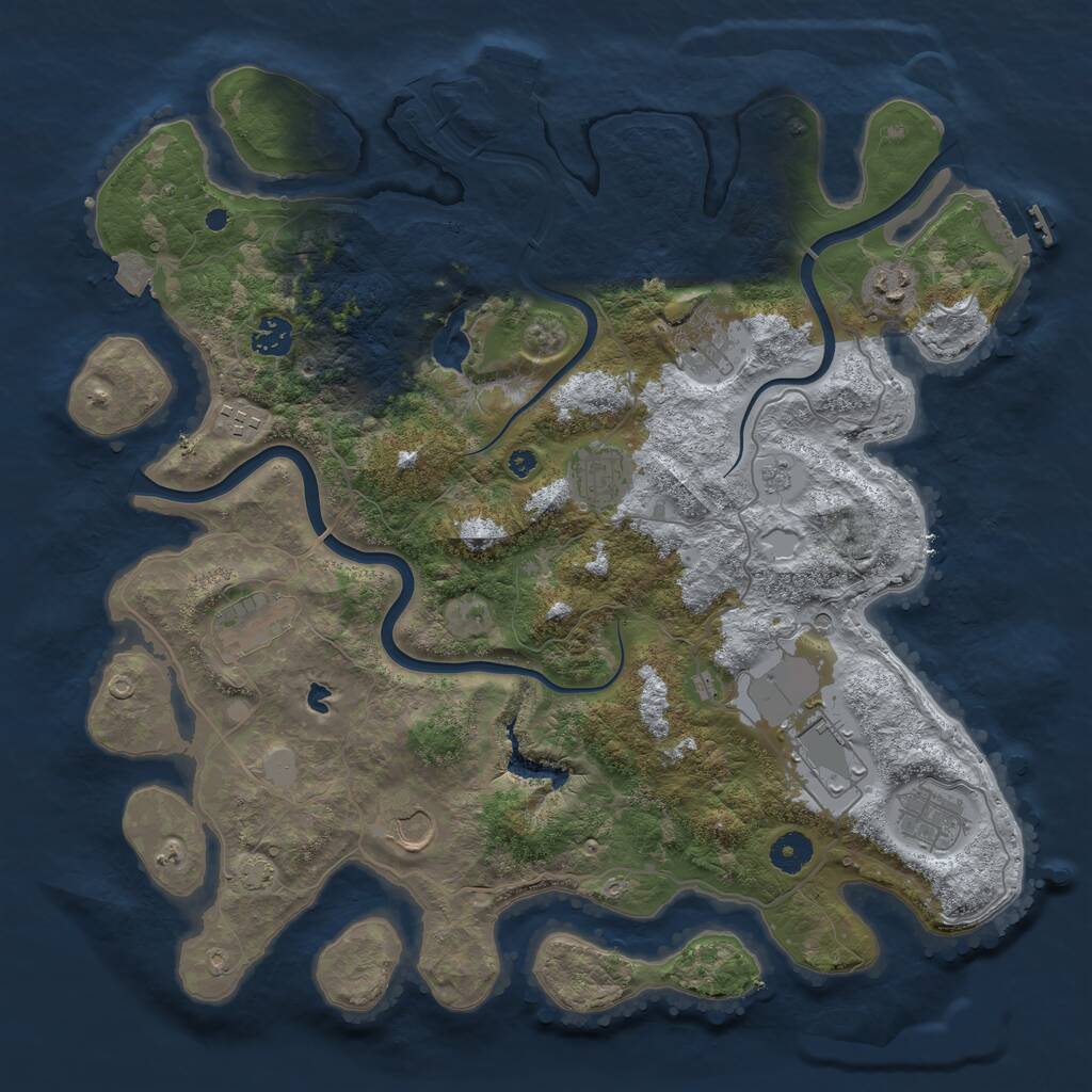 Rust Map: Procedural Map, Size: 4000, Seed: 5745, 15 Monuments