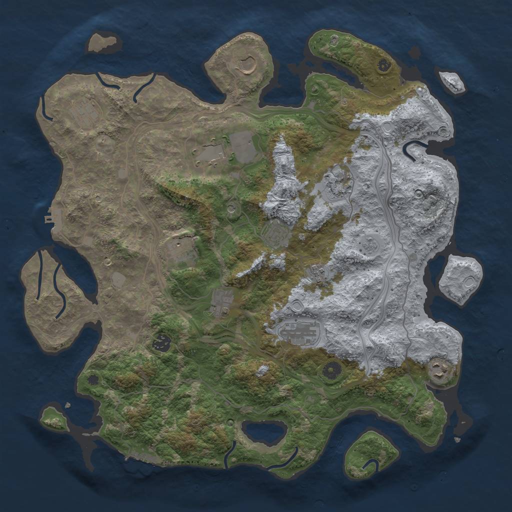 Rust Map: Procedural Map, Size: 4250, Seed: 1308139187, 18 Monuments