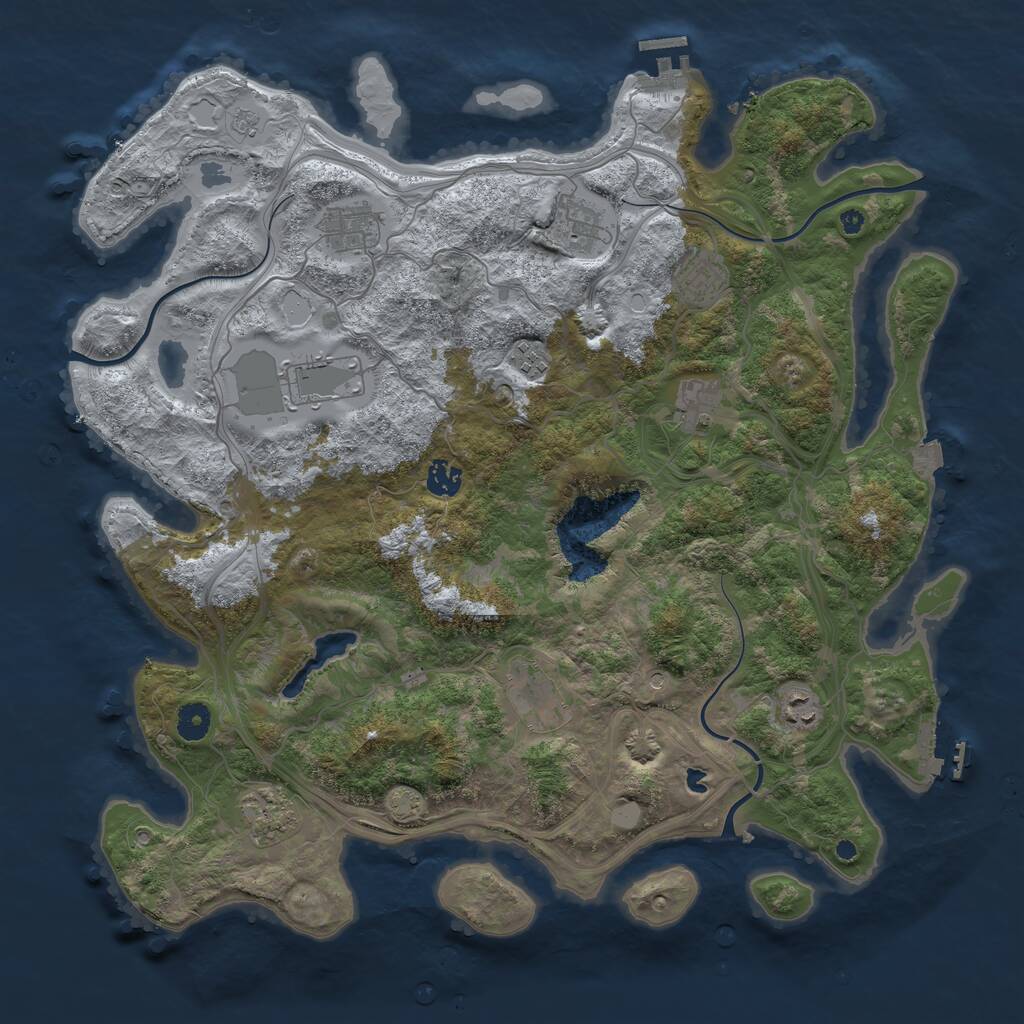 Rust Map: Procedural Map, Size: 4250, Seed: 843371774, 16 Monuments