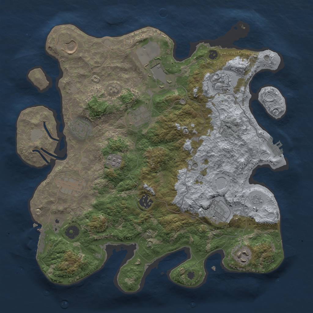 Rust Map: Procedural Map, Size: 3500, Seed: 425577870, 17 Monuments