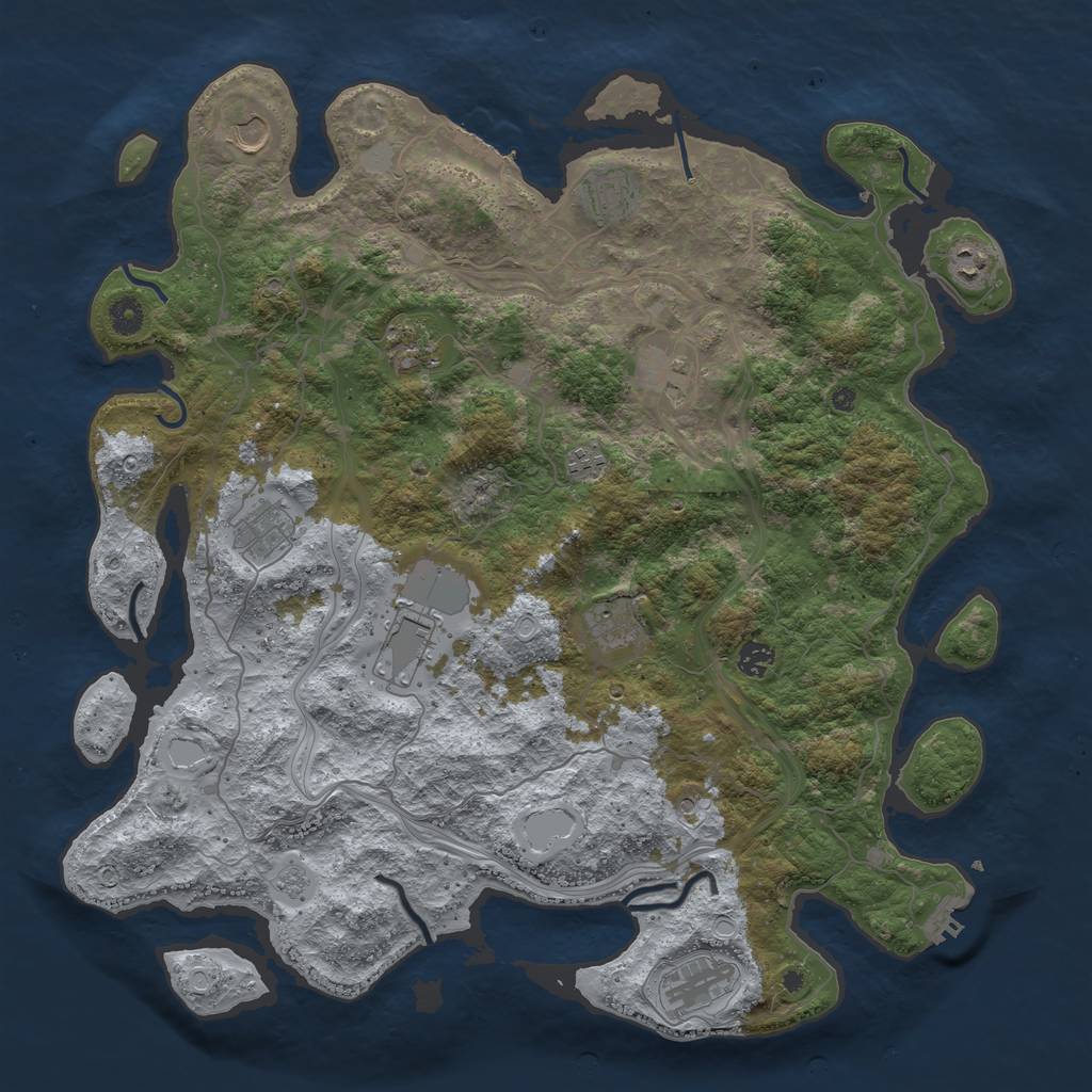 Rust Map: Procedural Map, Size: 4500, Seed: 1456, 20 Monuments