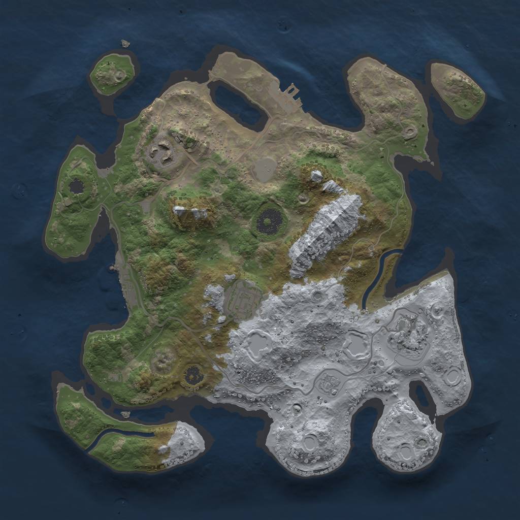 Rust Map: Procedural Map, Size: 3000, Seed: 678567227, 9 Monuments