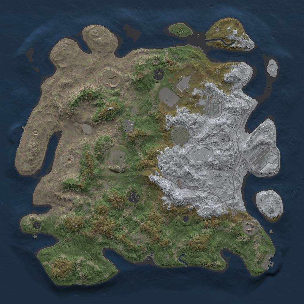 Rust Map: Procedural Map, Size: 4000, Seed: 39581, 16 Monuments