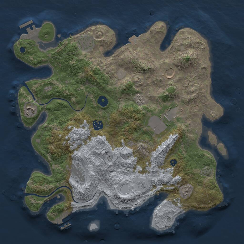 Rust Map: Procedural Map, Size: 3500, Seed: 2078389618, 13 Monuments