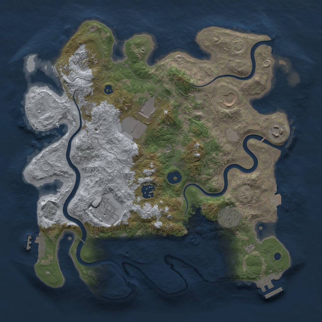Rust Map: Procedural Map, Size: 3500, Seed: 75976289, 14 Monuments