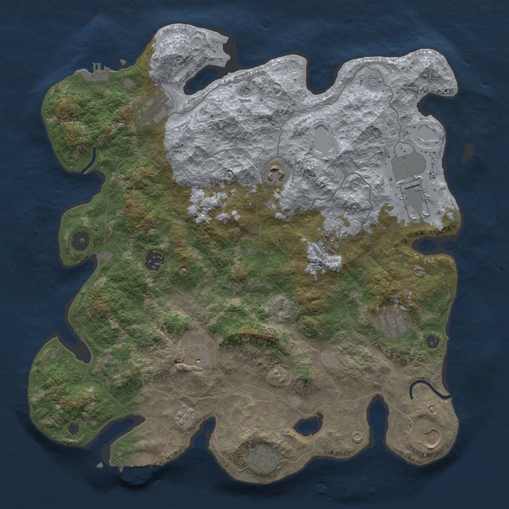 Rust Map: Procedural Map, Size: 4000, Seed: 61344555, 19 Monuments