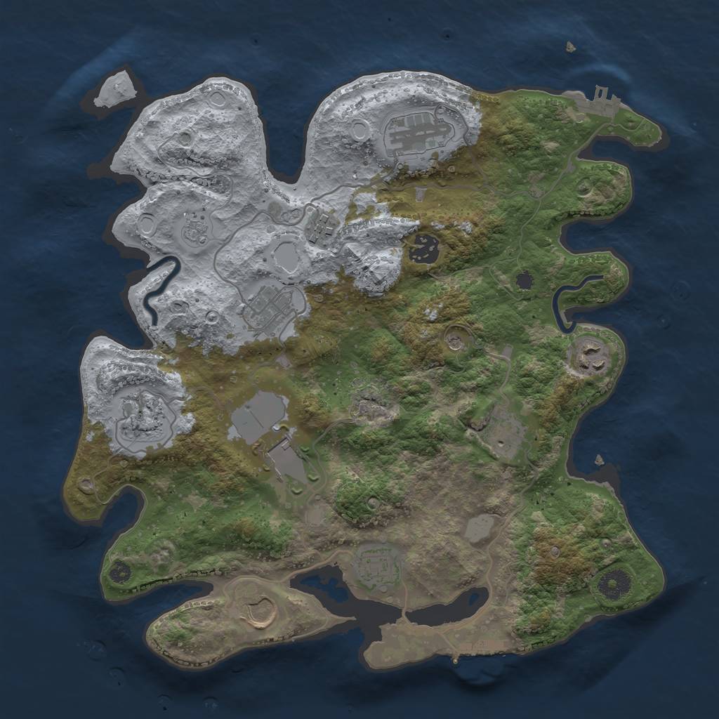 Rust Map: Procedural Map, Size: 3500, Seed: 916242644, 19 Monuments