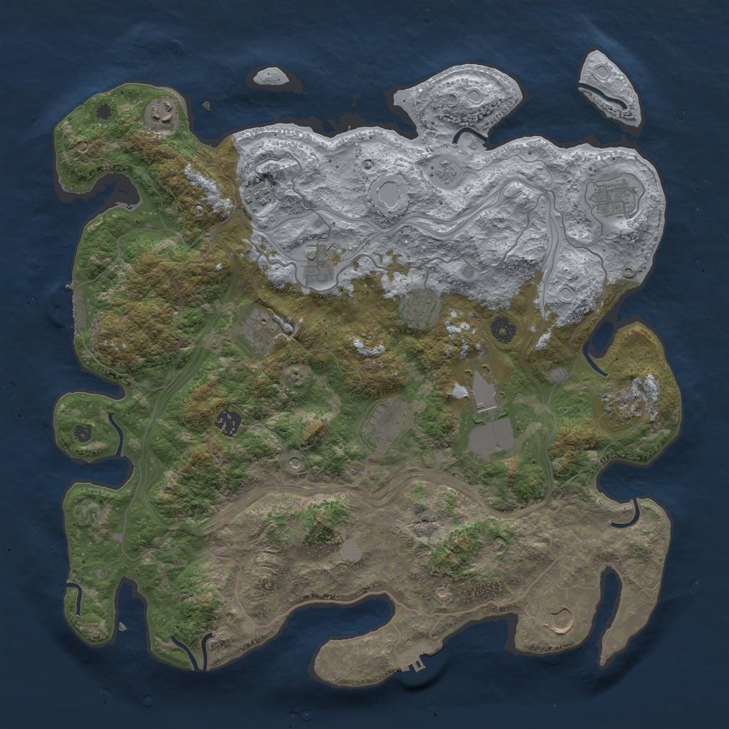 Rust Map: Procedural Map, Size: 4250, Seed: 1951205944, 18 Monuments
