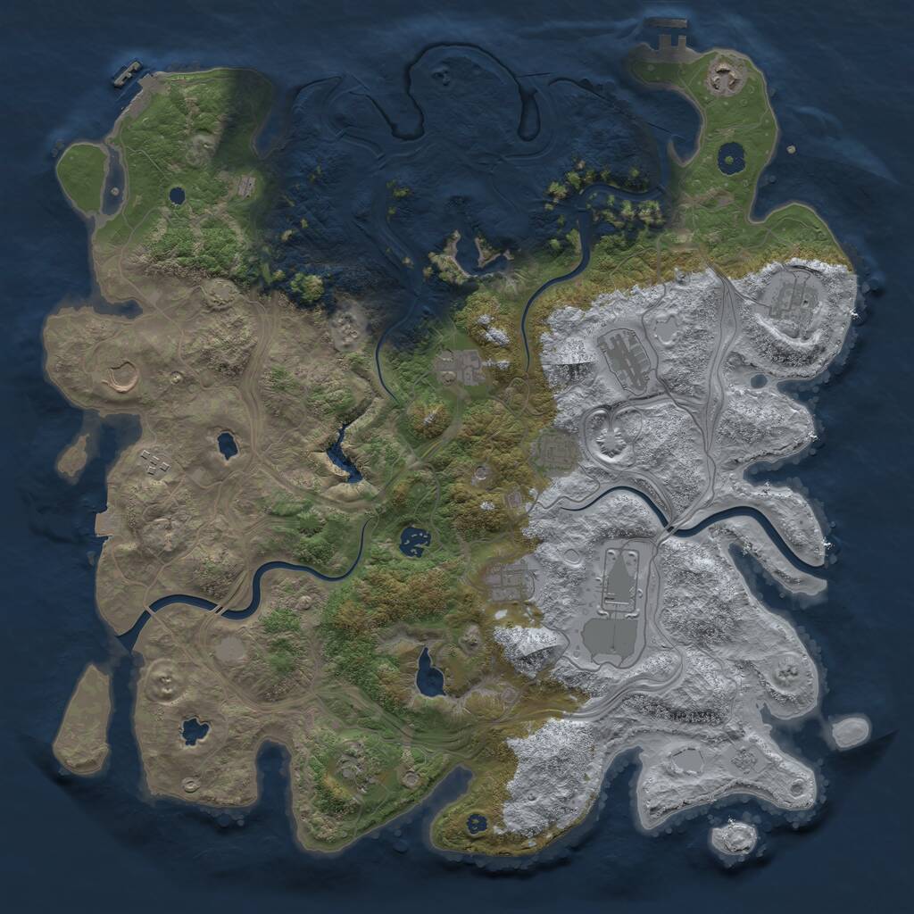Rust Map: Procedural Map, Size: 4500, Seed: 2068430854, 17 Monuments