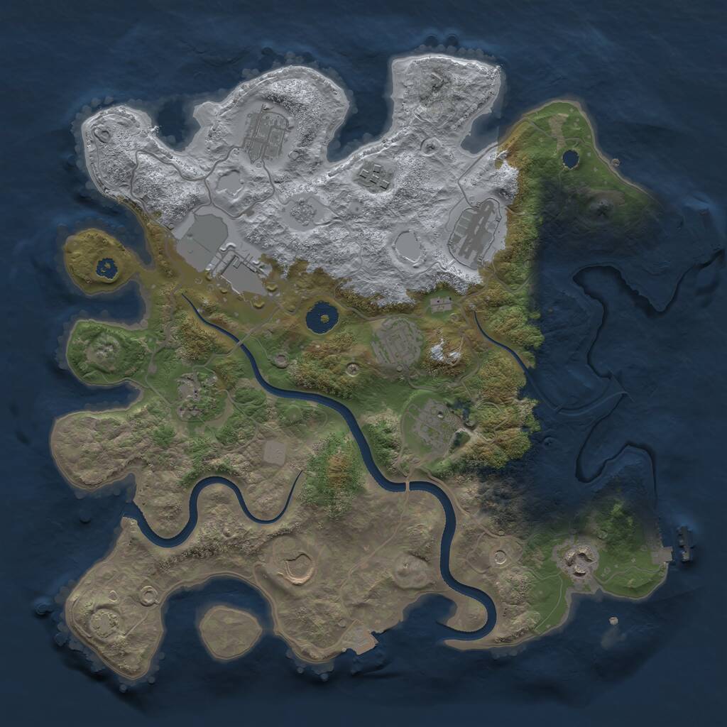 Rust Map: Procedural Map, Size: 3500, Seed: 584581711, 15 Monuments