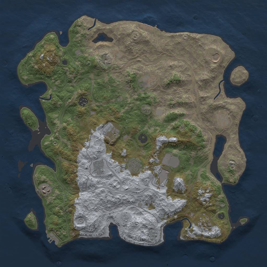 Rust Map: Procedural Map, Size: 4250, Seed: 1992423478, 18 Monuments