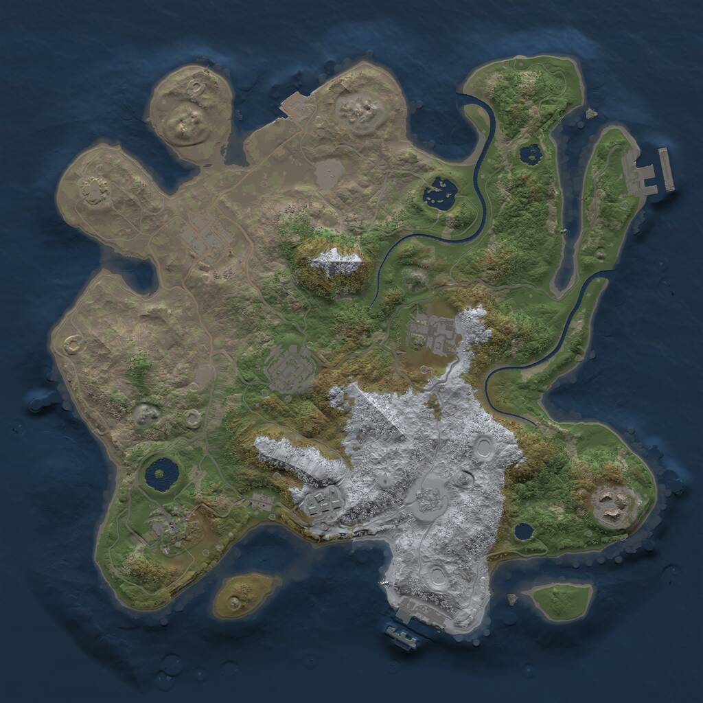 Rust Map: Procedural Map, Size: 3250, Seed: 55634322, 12 Monuments