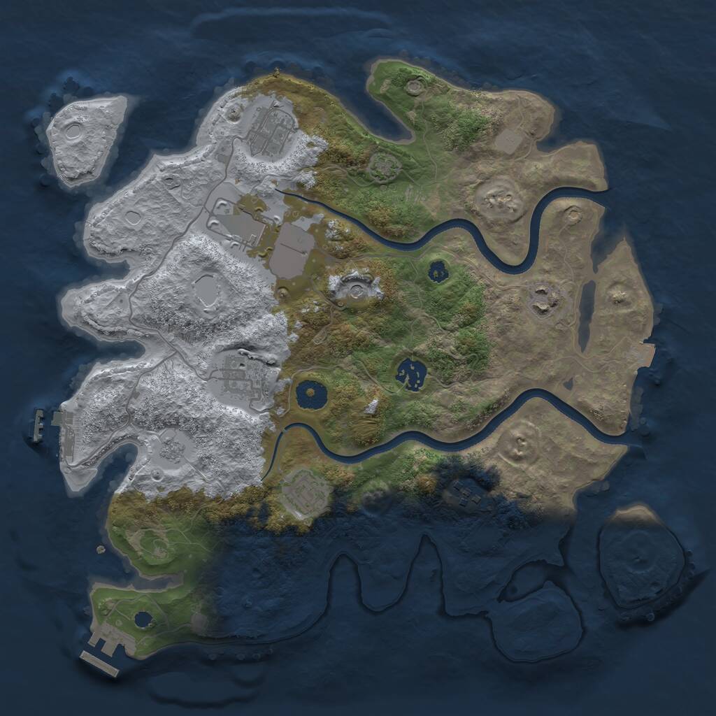 Rust Map: Procedural Map, Size: 3500, Seed: 2023111, 13 Monuments