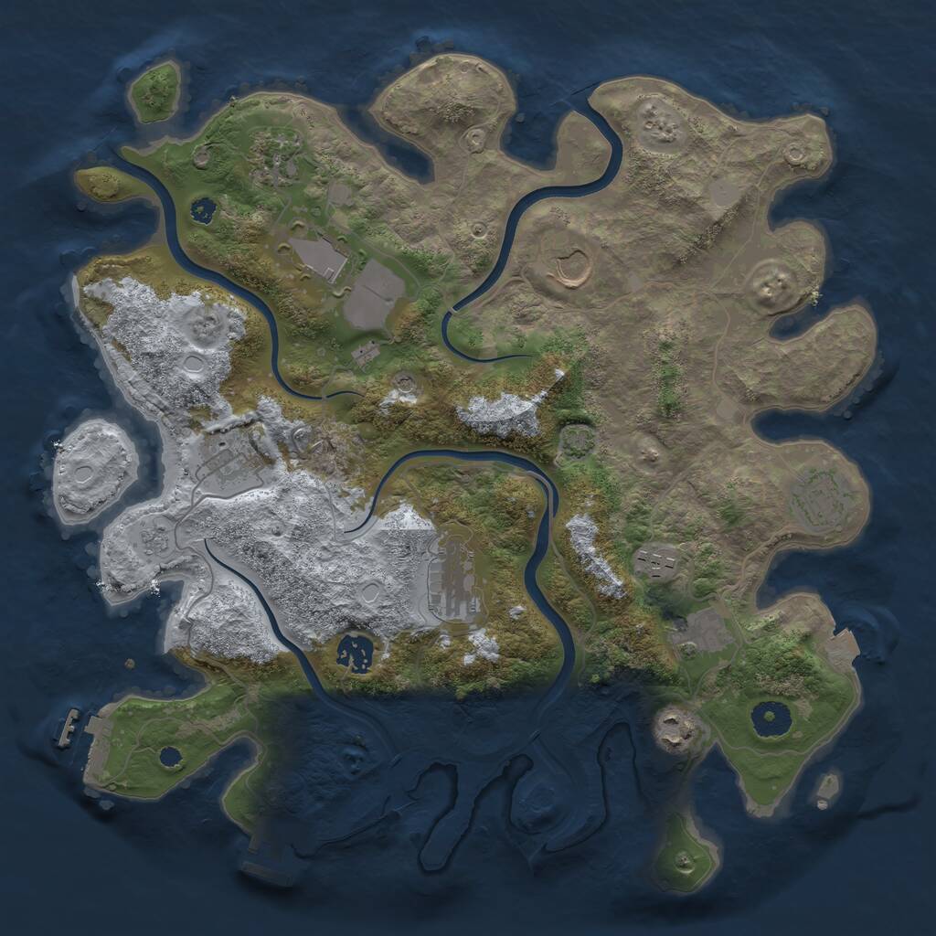 Rust Map: Procedural Map, Size: 3700, Seed: 407852461, 16 Monuments