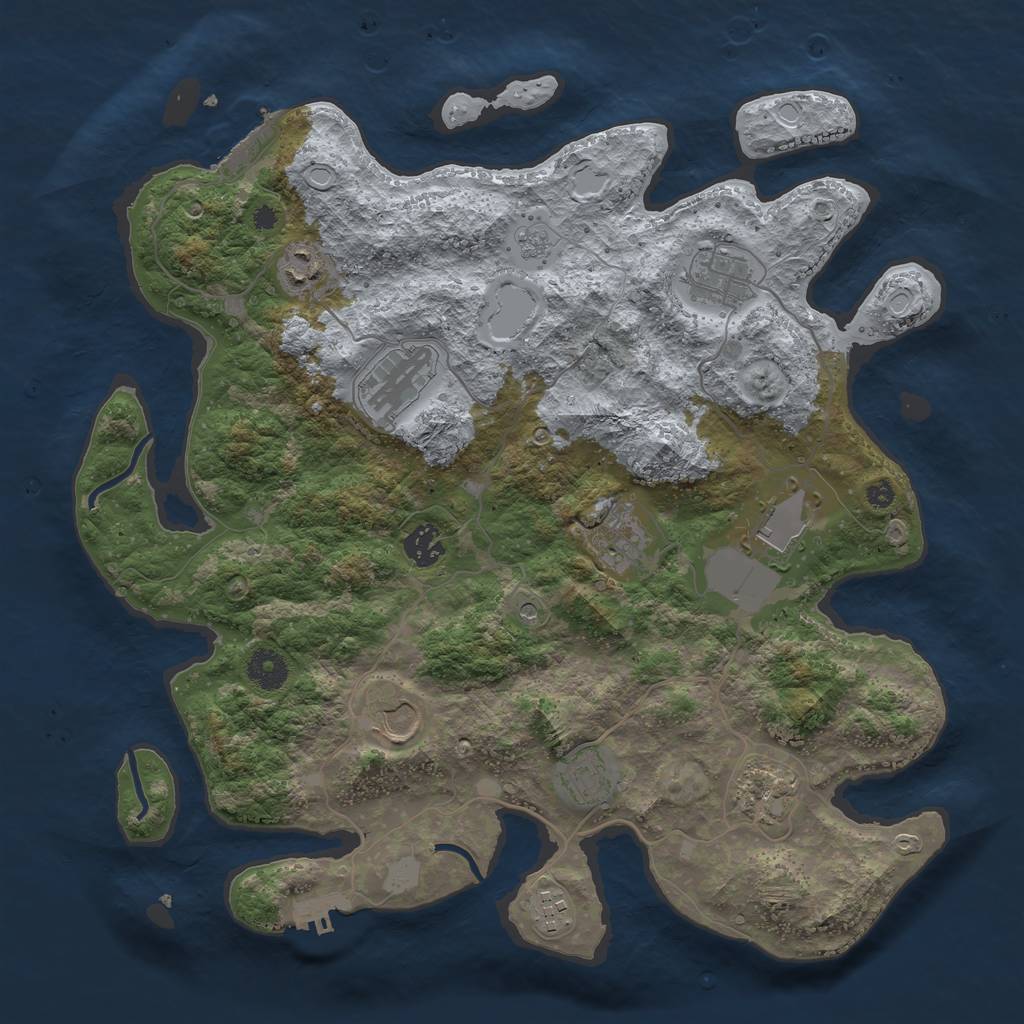 Rust Map: Procedural Map, Size: 3800, Seed: 14627, 17 Monuments