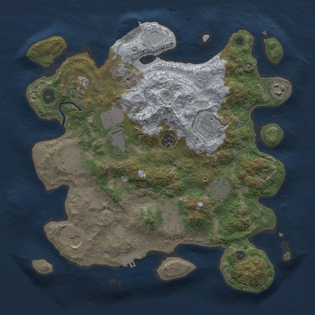 Rust Map: Procedural Map, Size: 3500, Seed: 21716913, 16 Monuments