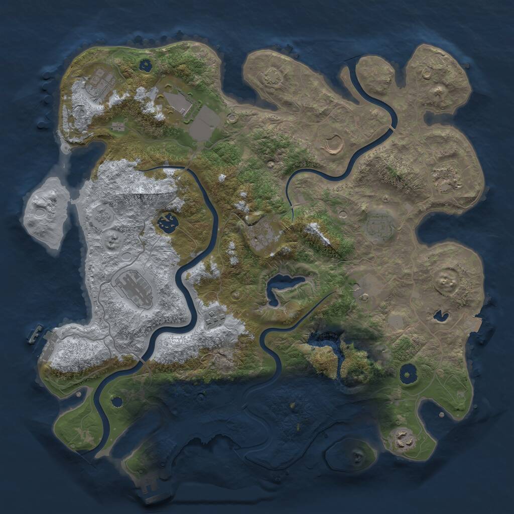 Rust Map: Procedural Map, Size: 4000, Seed: 25991515, 17 Monuments