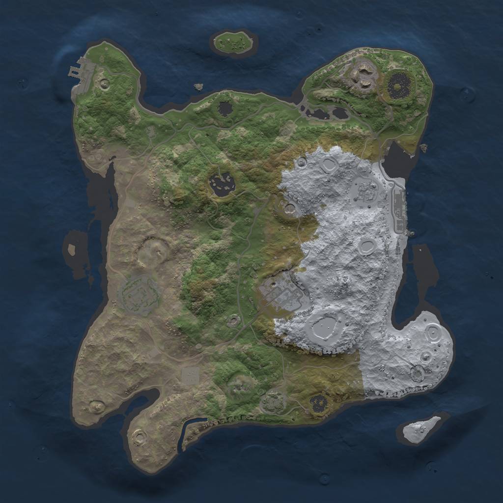 Rust Map: Procedural Map, Size: 3000, Seed: 1054664861, 12 Monuments