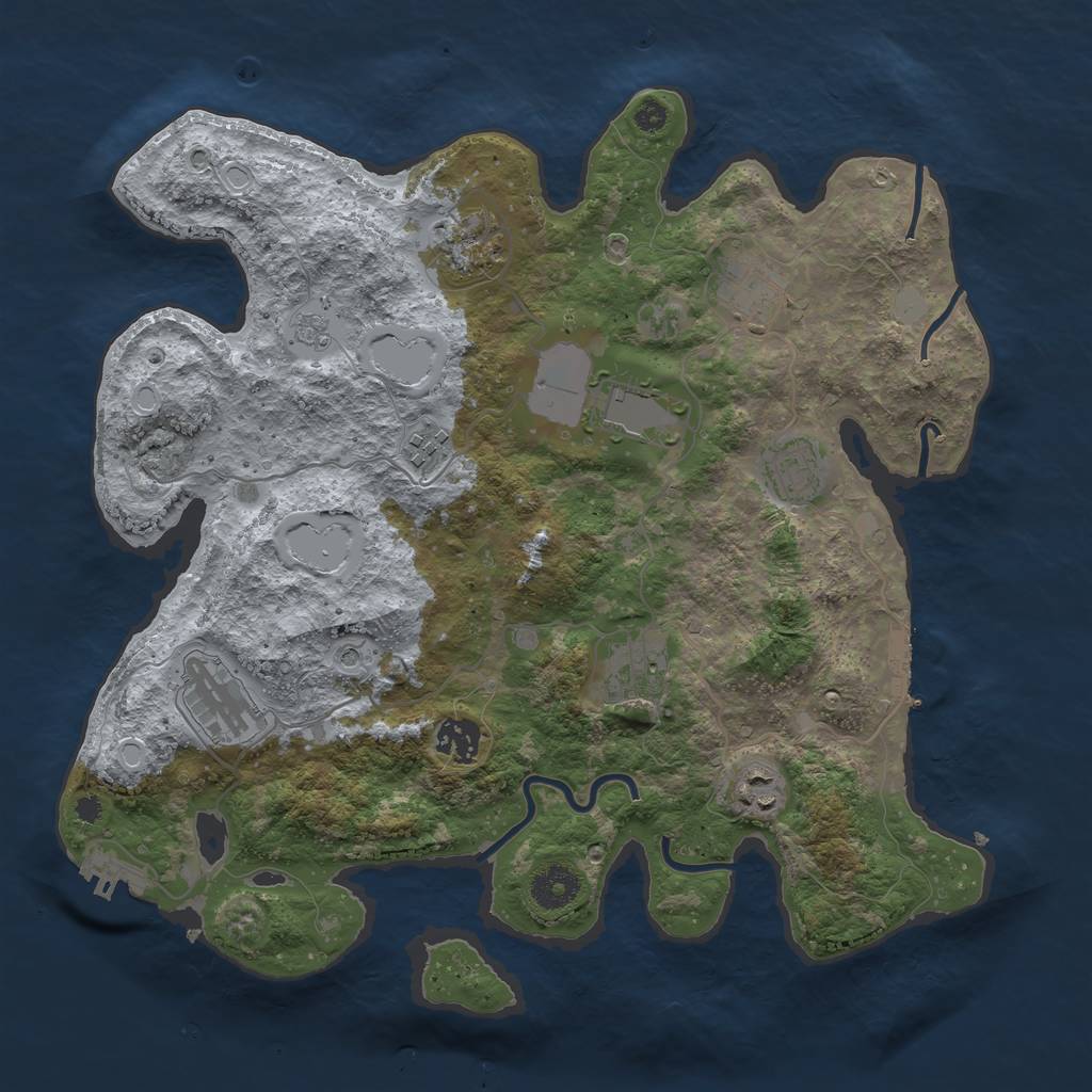 Rust Map: Procedural Map, Size: 3600, Seed: 415403465, 16 Monuments